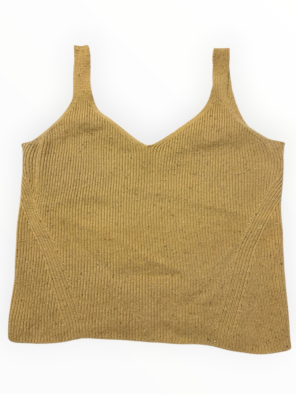 Old Navy V-Neck Speckled Rib-Knit Sweater Tank Top - Mustard Yellow / Gold